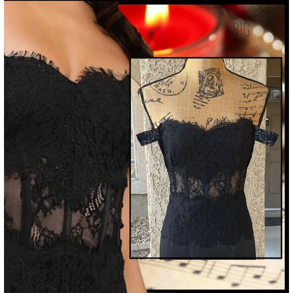Lulus Exceptionally Exquisite Black Lace Off-the-Shoulder Maxi Dress Size M - Picture 3 of 9